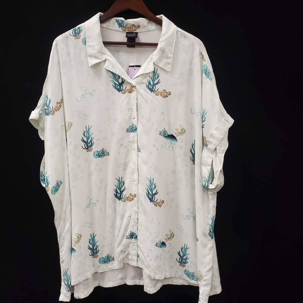 Pixar Her Universe Finding Nemo Button Up Shirt Size 3X Beach Coastal Novelty